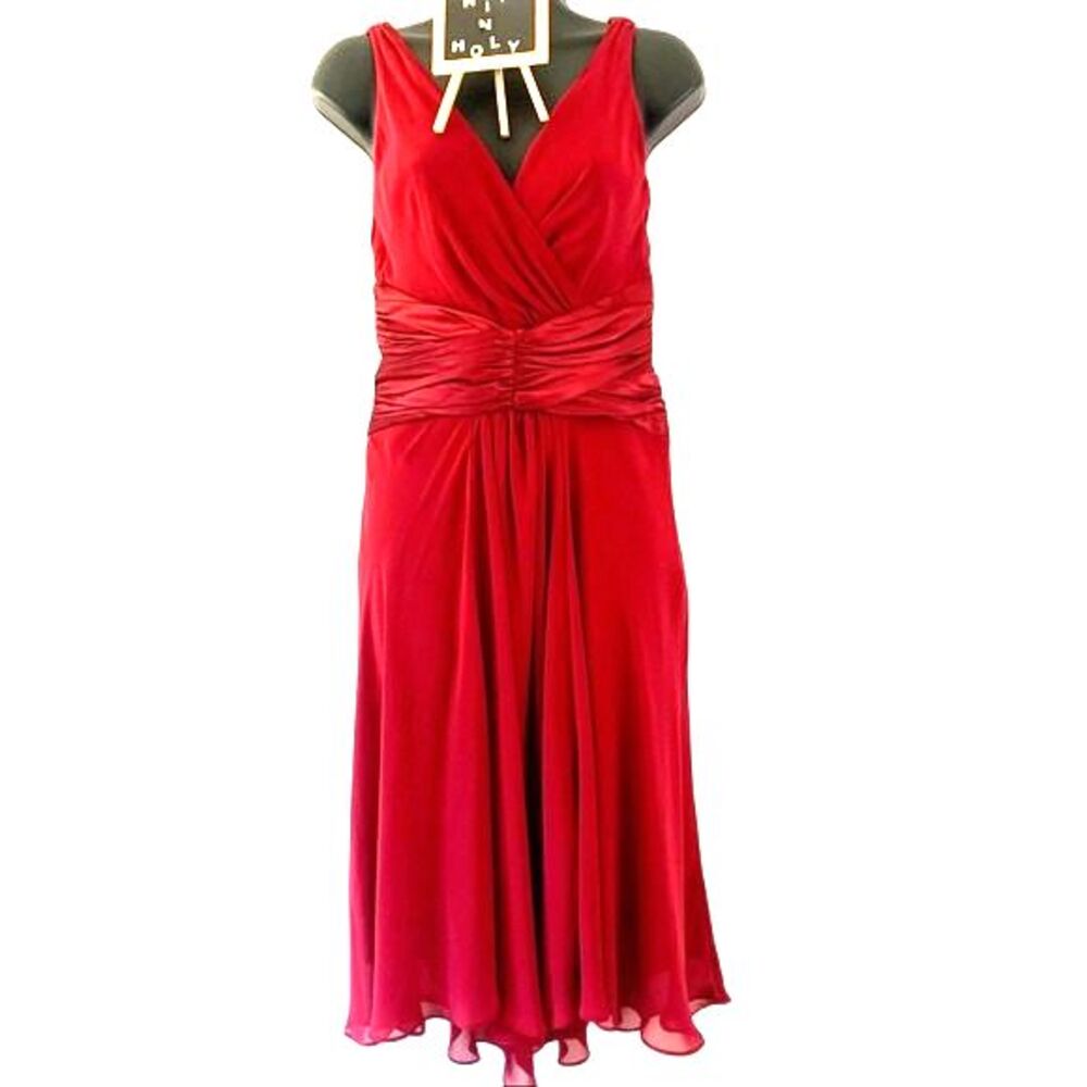 LONDON TIMES Sheer Sleeveless Dress Cranberry Size 4